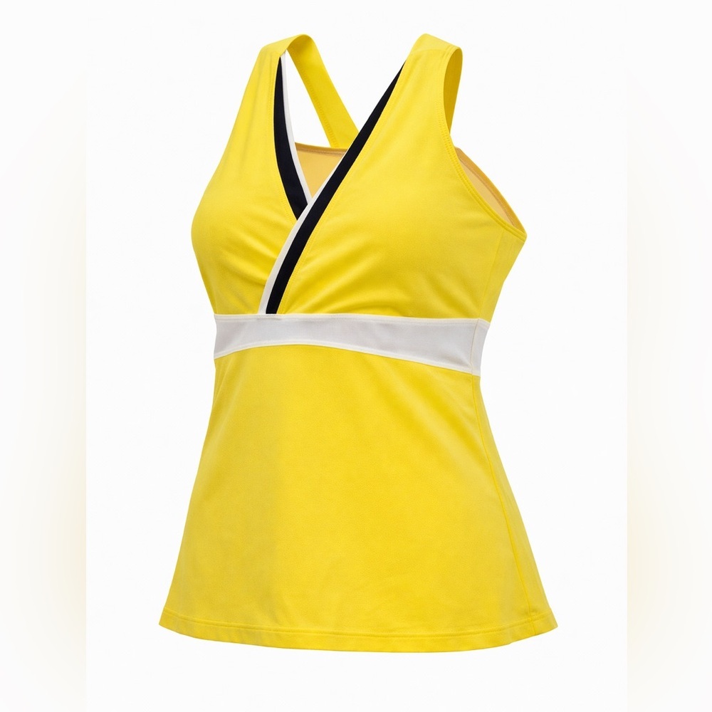 Lululemon Vintage Wrap V-Neck Yoga Tank Top - Yellow, Black + White